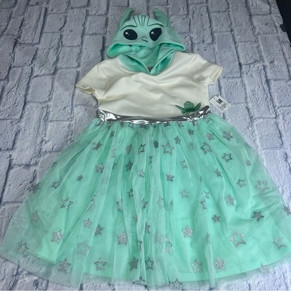 Star Wars The Child Grogu/Yoda hoodie dress size Medium ((7-8) - Picture 7 of 16